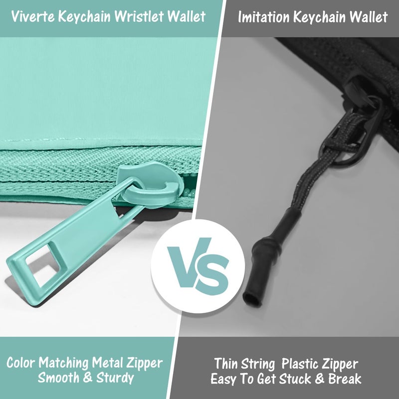 Viverte Mini Zip Around Wristlet Wallets for Women Small Portable Coin Purse Dual Pouch Keychain Wristlet Gifts for Women Travel Sports Outdoors (Light Green) - Image 5